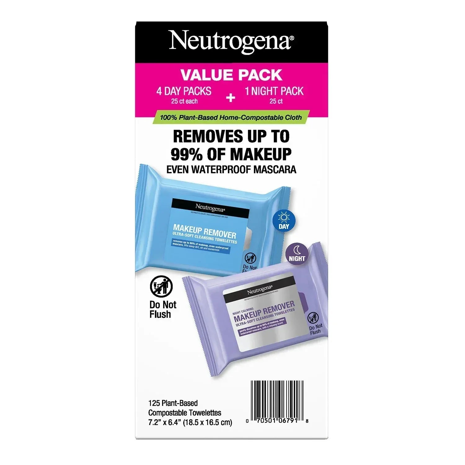 Neutrogena Makeup Remover & Night Calming Cleansing Towelettes, 25 ct., 5 pk.