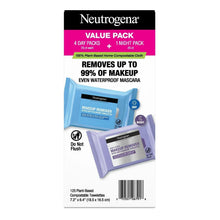 Makeup remover cleansing towelettes value pack box, blue and purple