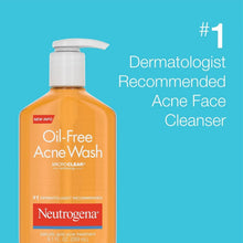 Oil-free acne face wash bottle with white pump and orange label
