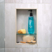 Neutrogena Rainbath replenishing shower gel bottle in bathroom shelf.
