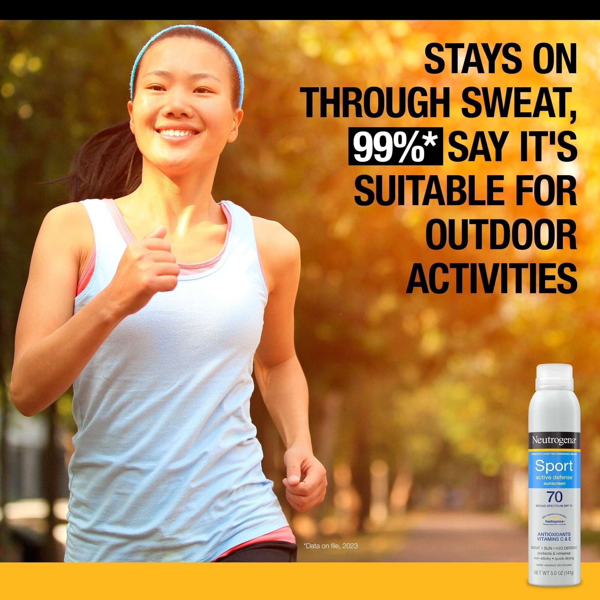 Neutrogena Sport Spray Sunscreen, SPF 70, Sweat/Water Resistant, 5 fl. oz., 2 pack