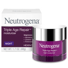 Neutrogena Triple Age Repair night moisturizer jar with silver lid, purple label