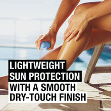 Sunscreen body mist spray being applied; lightweight dry-touch sun protection