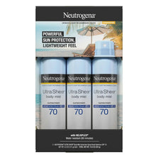 Neutrogena Ultra Sheer body mist sunscreen spray, SPF 70, 3-pack