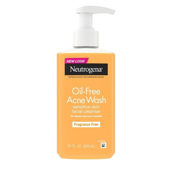Neutrogena Oil-Free Acne Face Wash, Salicylic Acid Facial Cleanser & Acne Treatment, 9.1 fl oz  ( 2 PACK )