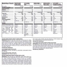 Nutrition Facts label for assorted chip snacks, with serving and ingredient details