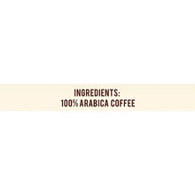 Ground coffee packet ingredients label: 100% Arabica coffee
