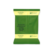 Decaffeinated coffee individual pack back panel with blend and roast details