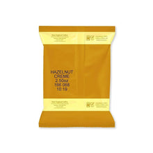 Hazelnut creme flavored ground coffee pack back with 2.5 oz and roast details