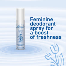 New Freshness feminine deodorant spray can with baby powder scent label, 2 oz