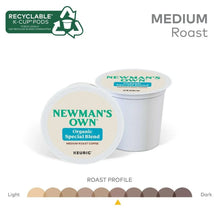 Medium roast K-Cup box with two white coffee pods and roast profile graphic