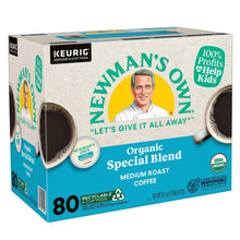 Newman's Own Organics coffee K-cup pod box, 80 count, Organic Special Blend medium roast