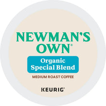 Organic Special Blend medium roast K-Cup pod label circle with Newman’s Own and Keurig