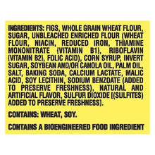 Ingredients label for fig cookies with whole grain wheat flour