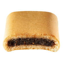 Close-up of fig-filled whole-grain cookie with a dark jam center