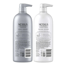 Nexxus shampoo and conditioner bottles set with ingredient labels, 32 fl oz