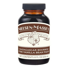 Vanilla bean paste bottle, Madagascar Bourbon label, black cap, 8 fl oz