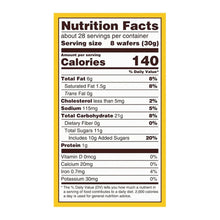 Nutrition facts panel for Nilla wafers showing 140 calories per 8 wafers