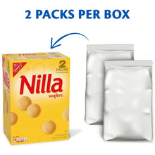 Nilla wafers box with two silver foil snack pouches