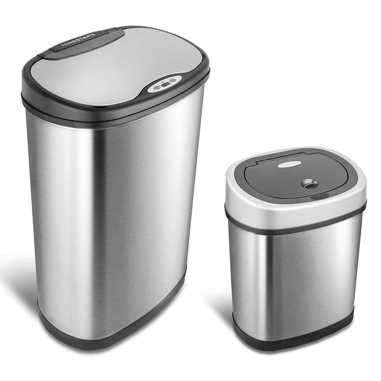 Nine Stars Sensor Trash Cans, Stainless Steel 13.2 gal./3.2 gal.