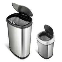 Stainless steel sensor trash can set with open swing lid and smaller bin