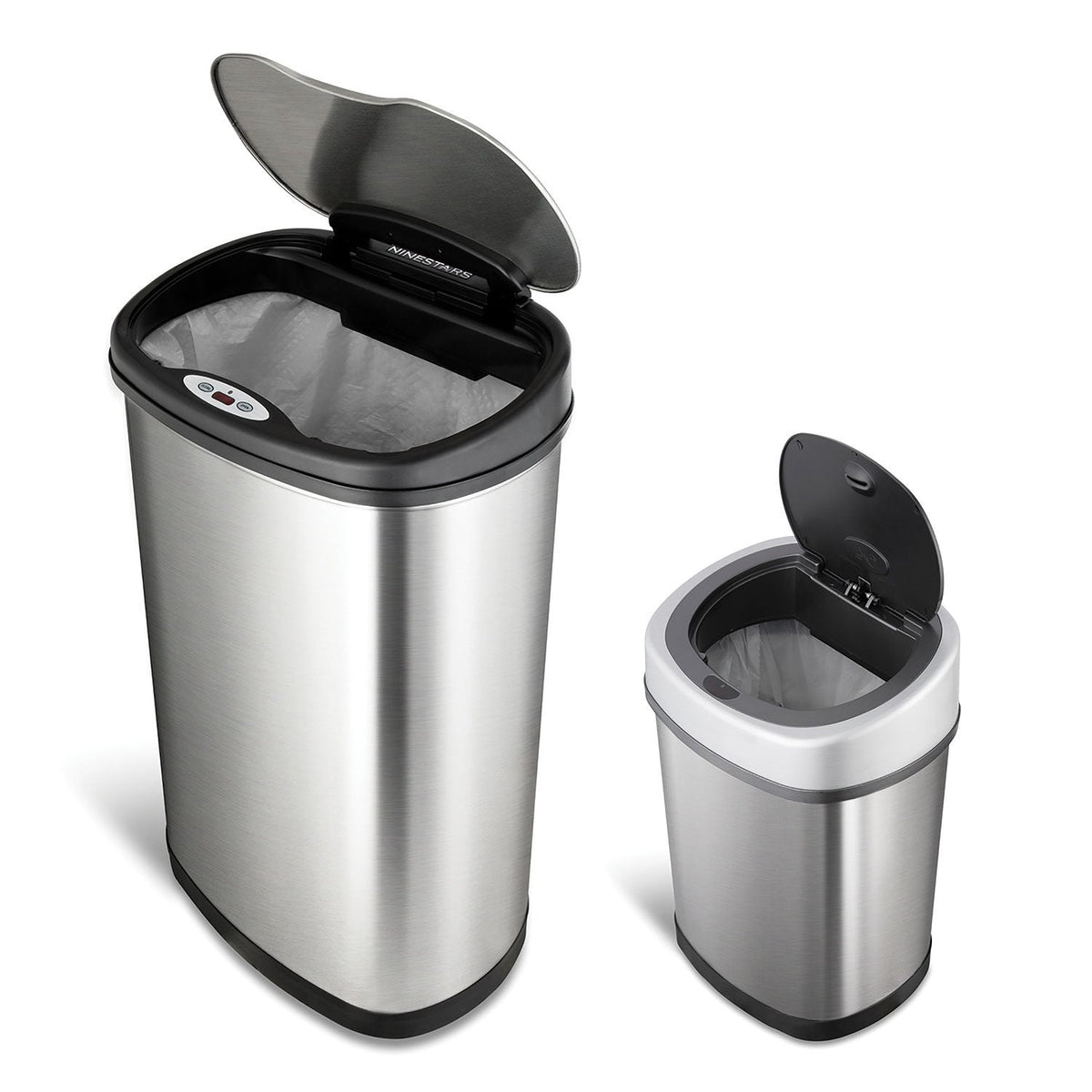 Nine Stars Sensor Trash Cans, Stainless Steel 13.2 gal./3.2 gal.