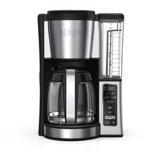 12-cup programmable coffee brewer with stainless carafe, black base and warming plate