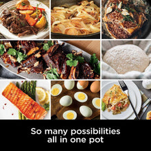 Multi-cooker meal collage showing multiple cooked dishes