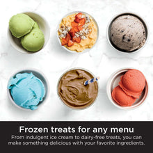Assorted ice cream and sorbet scoops in small bowls