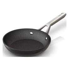 Black 8-inch frying pan with NeverStick nonstick interior and stainless steel handle