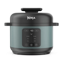 Ninja electric pressure cooker in sage leaf green with black lid and control panel