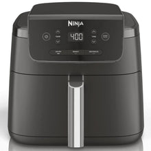 Ninja air fryer with digital control panel and dark body, front view