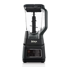 Black countertop blender with clear jar and control panel