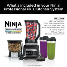 Kitchen blender and processor kit with purple and green to-go cups and pitcher