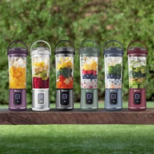 Set of portable personal blenders with clear 18 oz cups and mixed color bases