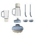 Tumbler blender kit with base, cups, lids, and straw pieces
