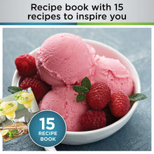Recipe book cover showing 15 recipes with bowl of pink ice cream