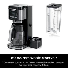 DualBrew coffee maker with removable water reservoir accessory, stainless and black finish