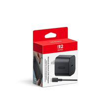 Nintendo Switch 2 AC adapter retail box with black charger and cable
