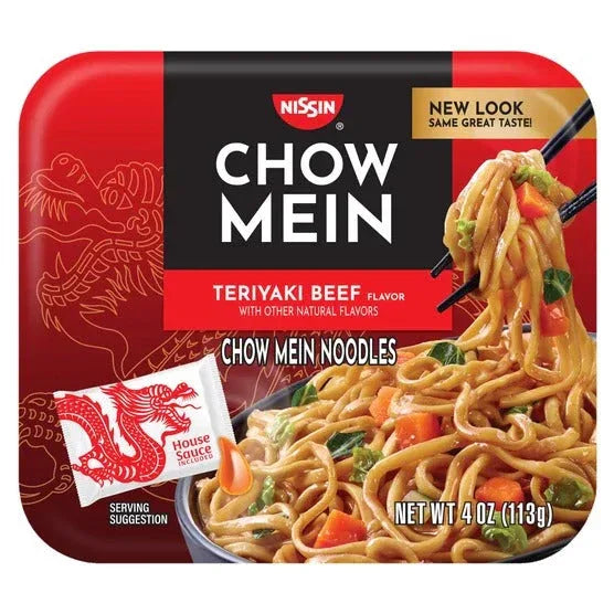 Nissan Chow Mein Noodle Trays, Teriyaki Beef, 4 oz, 8-count - USA MEGA SHOP