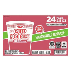 Nissin Cup Noodles, Beef, 2.5 oz, 24-count