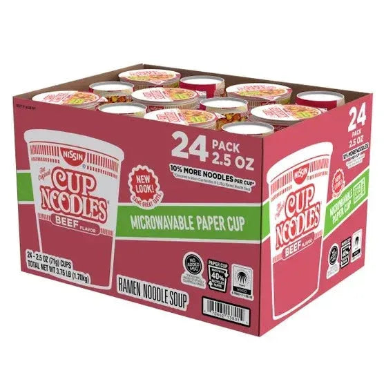 Nissin Cup Noodles, Beef, 2.5 oz, 24-count - USA MEGA SHOP
