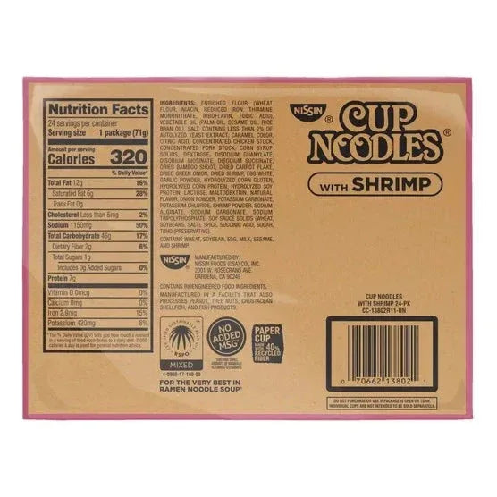 Nissin Cup Noodles, Shrimp, 2.5 oz, 24-count - USA MEGA SHOP