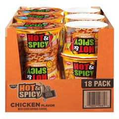 Nissin, Hot & Spicy Noodle Bowl, Chicken, 3.32 oz, 18-Count