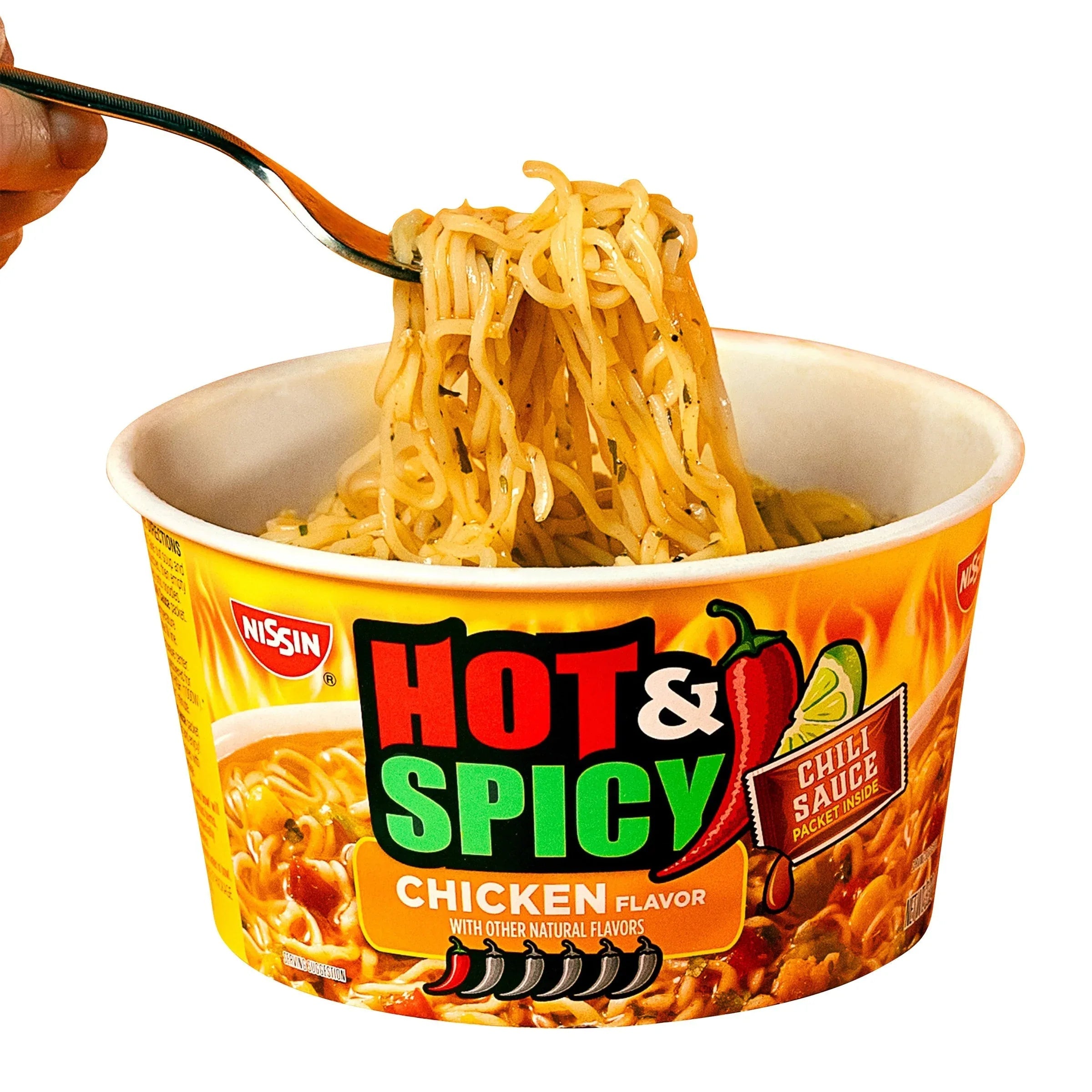 Nissin, Hot & Spicy Noodle Bowl, Chicken, 3.32 oz, 18-Count