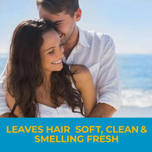 Nizoral anti-dandruff shampoo leave hair soft clean graphic with smiling couple