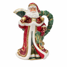 Santa holiday pitcher, red coat and white beard, green handle and spout