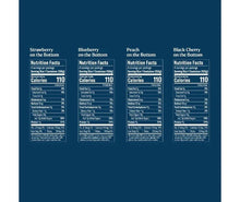 Chobani variety pack nutrition facts for strawberry, blueberry, peach, black cherry