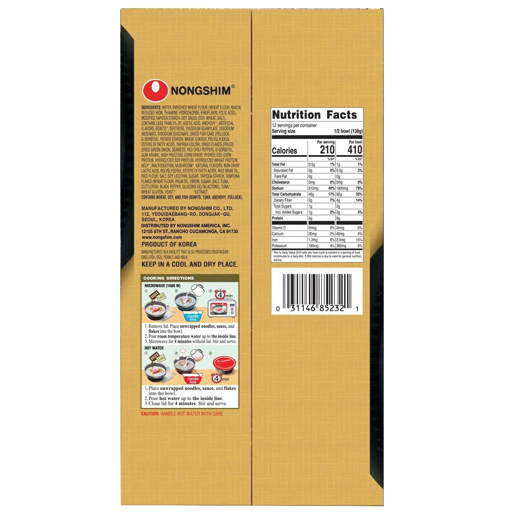 Nongshim, Udon Noodle Soup Bowl, 9.73 oz, 6-Count - USA MEGA SHOP