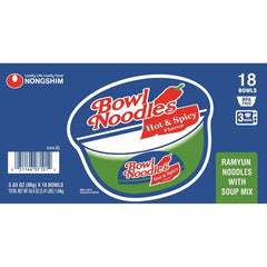 Nongshim Bowl Noodle Hot and Spicy Beef Ramen 3.03 oz., 18 ct. - USA MEGA SHOP